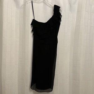 Size 4. Gorgeous little black dress. One shoulder, soft 100% silk